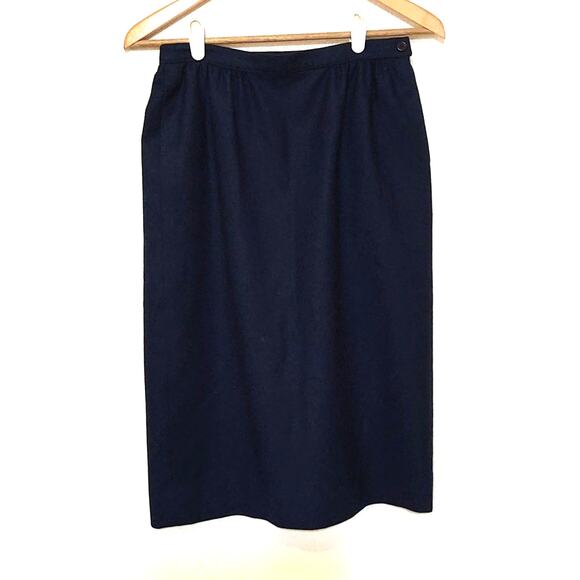 Vintage Pendleton navy blue wool skirt with pockets 8P - Picture 1 of 4